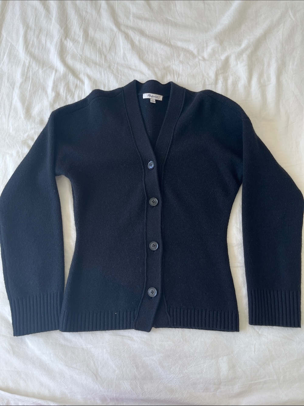 Madewell Black V-Neck Button Cardigan